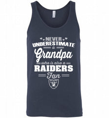 NEVER UNDERESTIMATE A GRANDPA WHO IS ALSO A RAIDERS FAN GILDAN CREWNECK PULLOVER GIFT Tank - zezetee