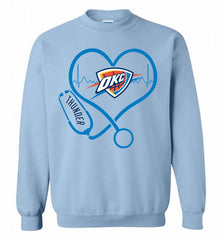 Nurse Heartbeat Love Oklahoma City Thunder Crewneck Sweatshirt - zezetee