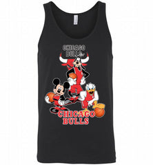 Mickey Goofy Donald Loves Chicago Bulls Basketball Fans Tank - zezetee