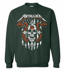 Metallica Snake Skull Cincinnati Bengals Logo Crewneck Sweatshirt - zezetee