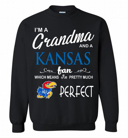 I'M A Grandma And A Kansas Jayhawks Fan Crewneck Sweatshirt - zezetee