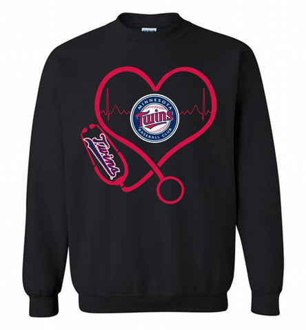 Nurse Heartbeat Minnesota Twins Crewneck Sweatshirt - zezetee