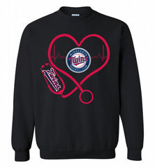 Nurse Heartbeat Minnesota Twins Crewneck Sweatshirt - zezetee