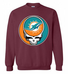Miami Dolphins Grateful Dead Logo Band Crewneck Sweatshirt - zezetee