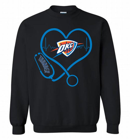 Nurse Heartbeat Love Oklahoma City Thunder Crewneck Sweatshirt - zezetee