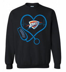 Nurse Heartbeat Love Oklahoma City Thunder Crewneck Sweatshirt - zezetee