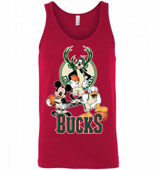 Mickey Goofy Donald Loves Milwaukee Bucks Basketball Fans Tank - zezetee