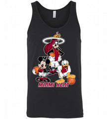 Mickey Goofy Donald Loves Miami Heat Basketball Fans Tank - zezetee