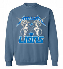 Metallica Detroit Lions Logo Crewneck Sweatshirt - zezetee