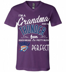 I'M A Grandma And A Oklahoma City Thunder Fans Perfect V-Neck Shirt - zezetee