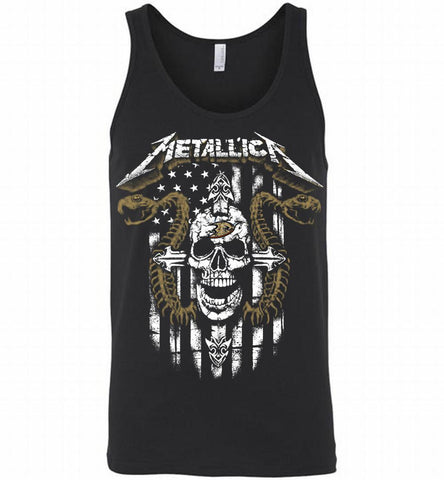 Metallica Snake Skull Anaheim Ducks Logo Tank - zezetee