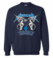 Metallica Oklahoma City Thunder Logo Crewneck Sweatshirt - zezetee