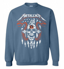 Metallica Snake Skull Cincinnati Bengals Logo Crewneck Sweatshirt - zezetee