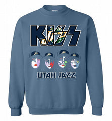 Kiss Utah Jazz Logo Crewneck Sweatshirt - zezetee