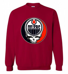NHL TEAM EDMONTON OILERS X GRATEFUL DEAD LOGO BAND Crewneck Sweatshirt - zezetee