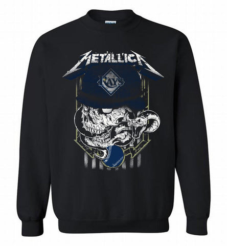 Metallica Skull Tampa Bay Rays Logo Crewneck Sweatshirt - zezetee