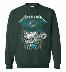 Metallica Skull Snake Miami Dolphins Crewneck Sweatshirt - zezetee