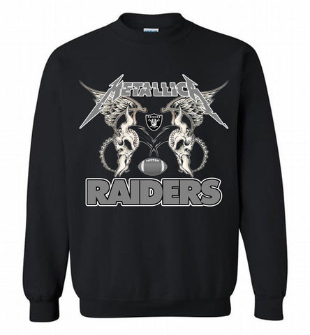 Metallica Oakland Raiders Logo Crewneck Sweatshirt - zezetee