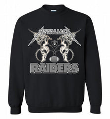 Metallica Oakland Raiders Logo Crewneck Sweatshirt - zezetee