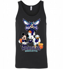 Mickey Goofy Donald Loves Charlotte Hornets Basketball Fans Tank - zezetee
