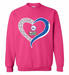 Philadelphia 76ers In Diamond Heart Crewneck Sweatshirt - zezetee