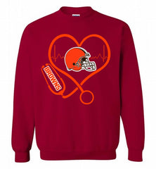 Nurse Heartbeat Cleveland Browns Crewneck Sweatshirt - zezetee