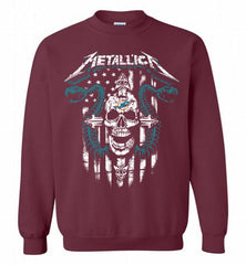 Metallica Snake Skull Miami Dolphins Logo Crewneck Sweatshirt - zezetee
