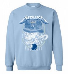 Metallica Skull Kansas City Royals Logo Crewneck Sweatshirt - zezetee