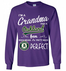 I'M A Grandma And A Oakland Athletics Fans Gift Gildan Long Shirt - zezetee