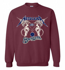 Metallica Milwaukee Brewers Logo Crewneck Sweatshirt - zezetee