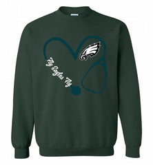 PHILADELPHIA EAGLES LOVE NURSE FLY EAGLES FLY Crewneck Sweatshirt - zezetee