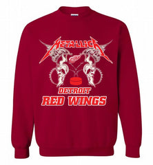 Metallica Detroit Red Wings Logo Crewneck Sweatshirt - zezetee