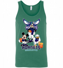 Mickey Goofy Donald Loves Charlotte Hornets Basketball Fans Tank - zezetee