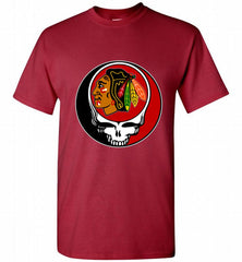 NHL TEAM CHICAGO BLACKHAWKS X GRATEFUL DEAD LOGO BAND Shirt - zezetee