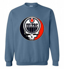 NHL TEAM EDMONTON OILERS X GRATEFUL DEAD LOGO BAND Crewneck Sweatshirt - zezetee