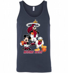 Mickey Goofy Donald Loves Miami Heat Basketball Fans Tank - zezetee
