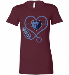 Nurse Heartbeat Love Memphis Grizzlies Bella Ladies Tee - zezetee