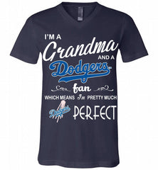 I'M A Grandma And A Los Angeles Dodgers Fans Gift V-Neck Shirt - zezetee