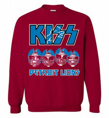 Kiss Detroit Lions Logo Crewneck Sweatshirt - zezetee