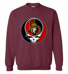 NHL TEAM OTTAWA SENATORS X GRATEFUL DEAD LOGO BAND Crewneck Sweatshirt - zezetee