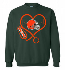 Nurse Heartbeat Cleveland Browns Crewneck Sweatshirt - zezetee