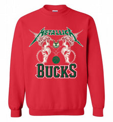 Metallica Milwaukee Bucks Logo Crewneck Sweatshirt - zezetee