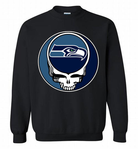 Seattle Seahawks Grateful Dead Logo Band Crewneck Sweatshirt - zezetee