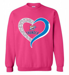 Oklahoma City Thunder In Diamond Heart Crewneck Sweatshirt - zezetee