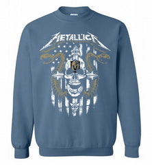 Metallica Snake Skull Vegas Golden Knights Logo Crewneck Sweatshirt - zezetee