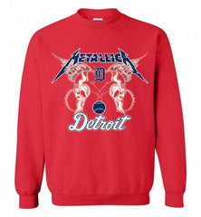 Metallica Detroit Tigers Logo Crewneck Sweatshirt - zezetee