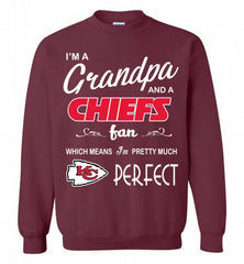 I'M A Grandpa And A Kansas City Chiefs Pretty Much Perfect Crewneck Sweatshirt - zezetee