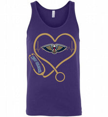 Nurse Heartbeat Love New Orleans Pelicans Tank - zezetee