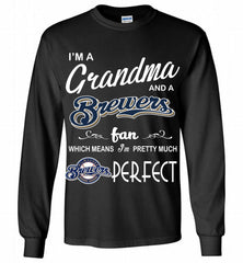 I'M A Grandma And A Milwaukee Brewers Fans Gift Gildan Long Shirt - zezetee