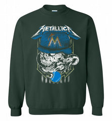 Metallica Skull Miami Marlins Logo Crewneck Sweatshirt - zezetee